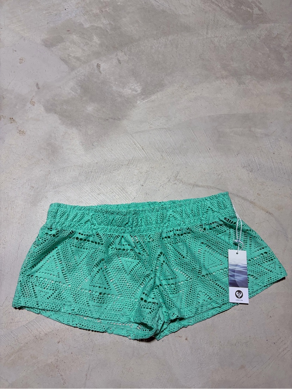 Lagaci NWT Women's Green Crochet Beach Shorts LARGE